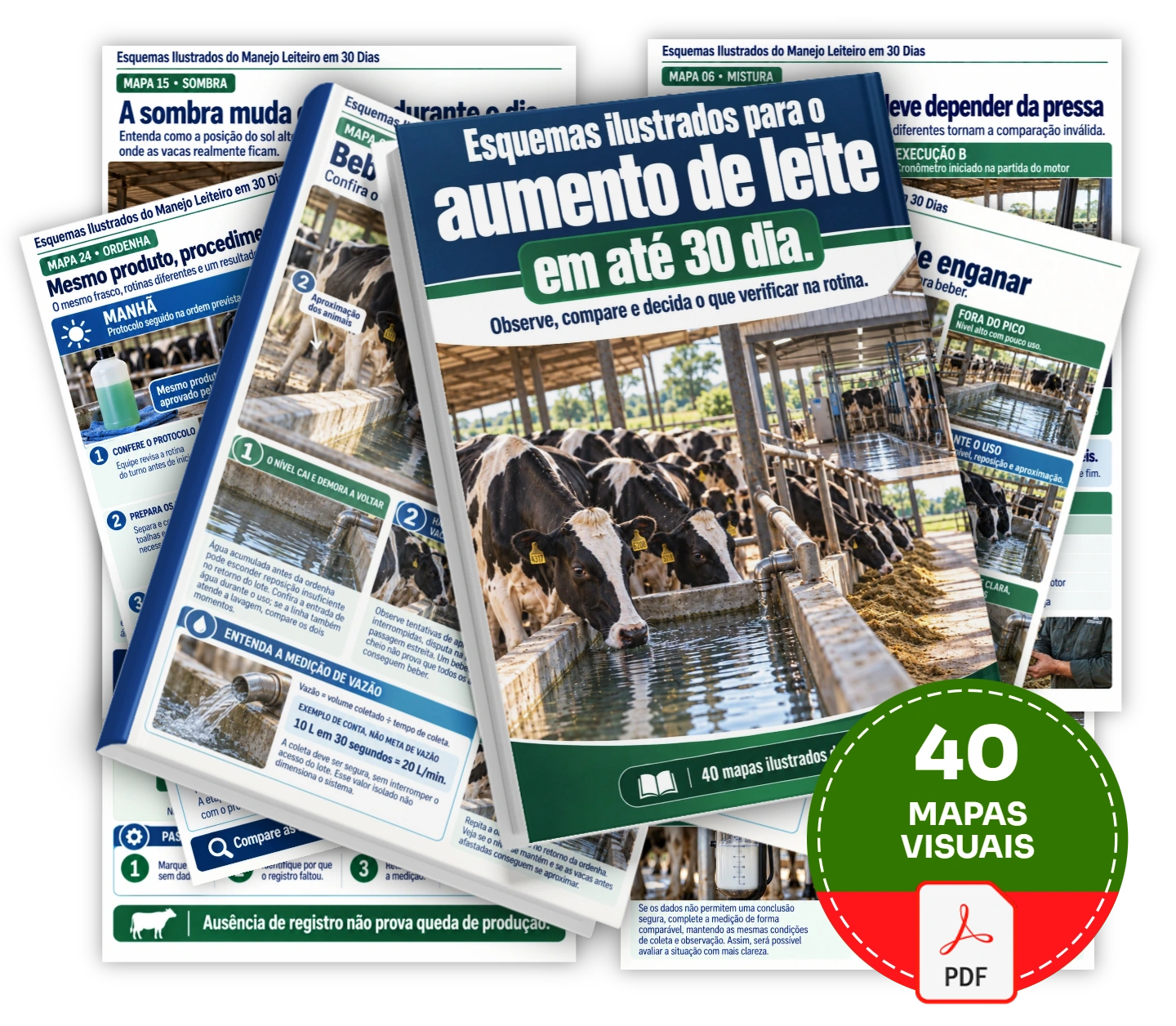 40 mapas visuais para Aumentar a produção de leite nos próximos 30 dias.